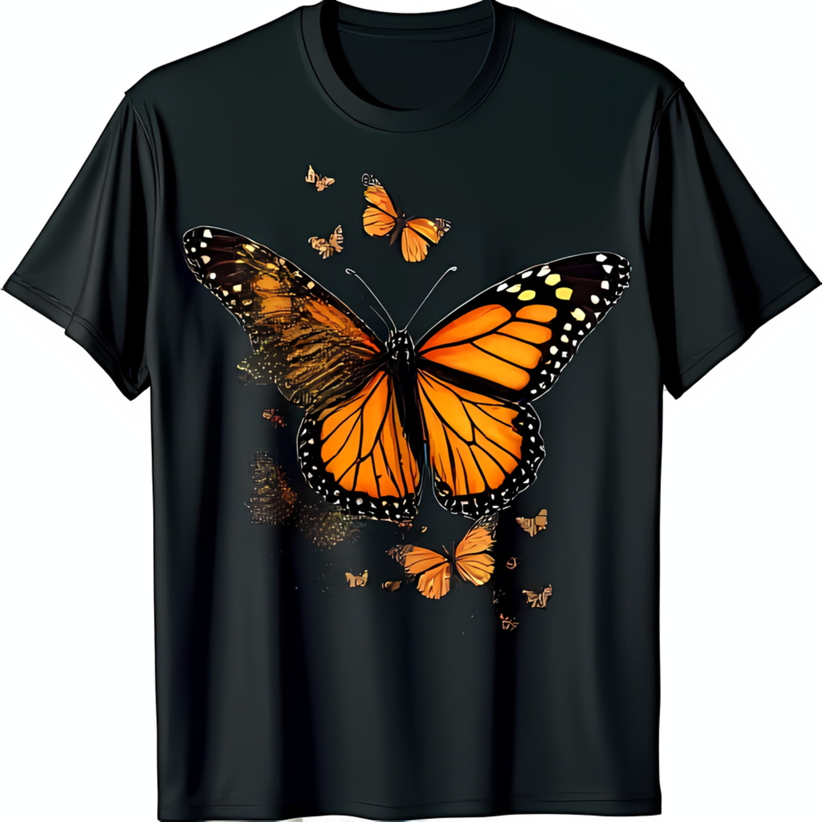 Stunning Monarch Butterfly T-Shirt on Fabric Unique Design-100% Cotton