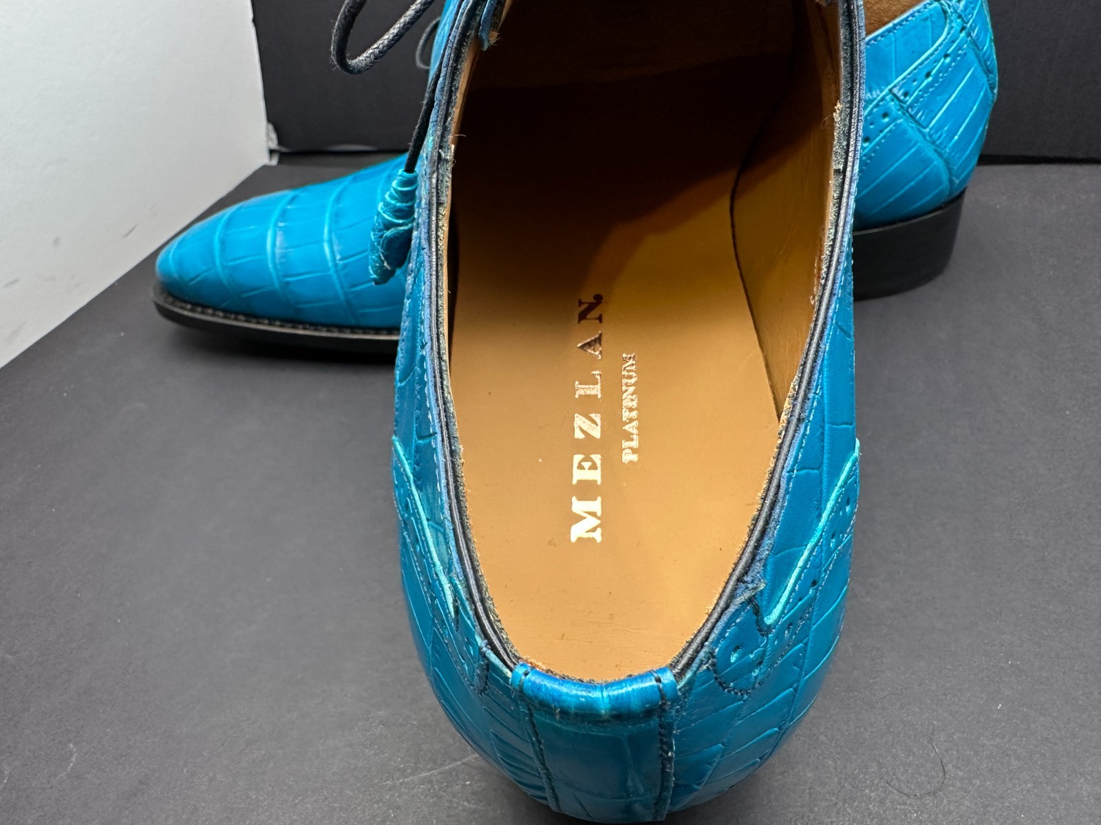 Mezlan Size 11.5 M Crocodile Blue Lace Up Spain Dress Shoes MEN’S