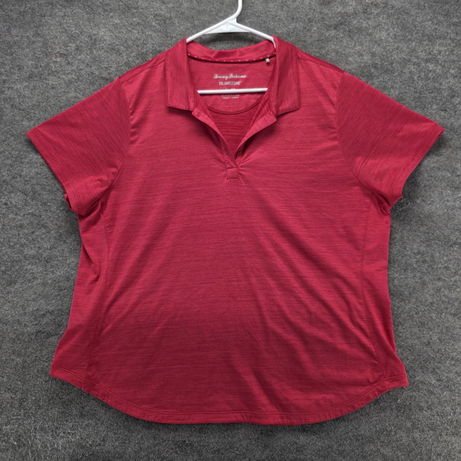Tommy Bahama Polo Womens XL Red Basic Short Sleeve Stretch Polyester Spandex