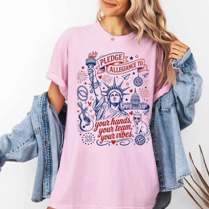 Patriotic Music Lovers Shirt Retro July 4th Team Vibes Graphic Tee Gifts