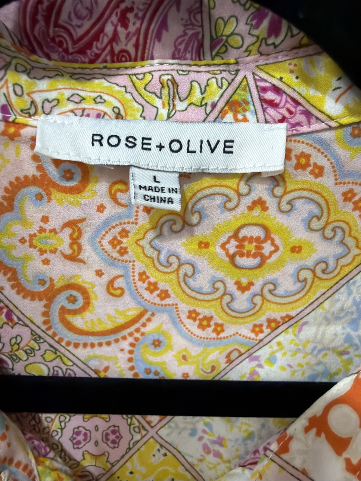 Rose + Olive Top L Pink,Yellow,Orange,Blue, Cream. Long Sleeve Roomy Back Pleat