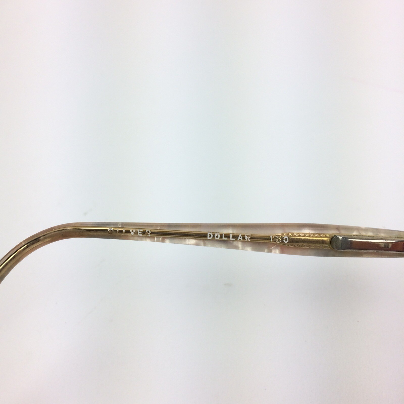 Vtg Silver Dollar Eyeglasses Plastic & Metal Jessica Gold RX Frames 51/12/121mm