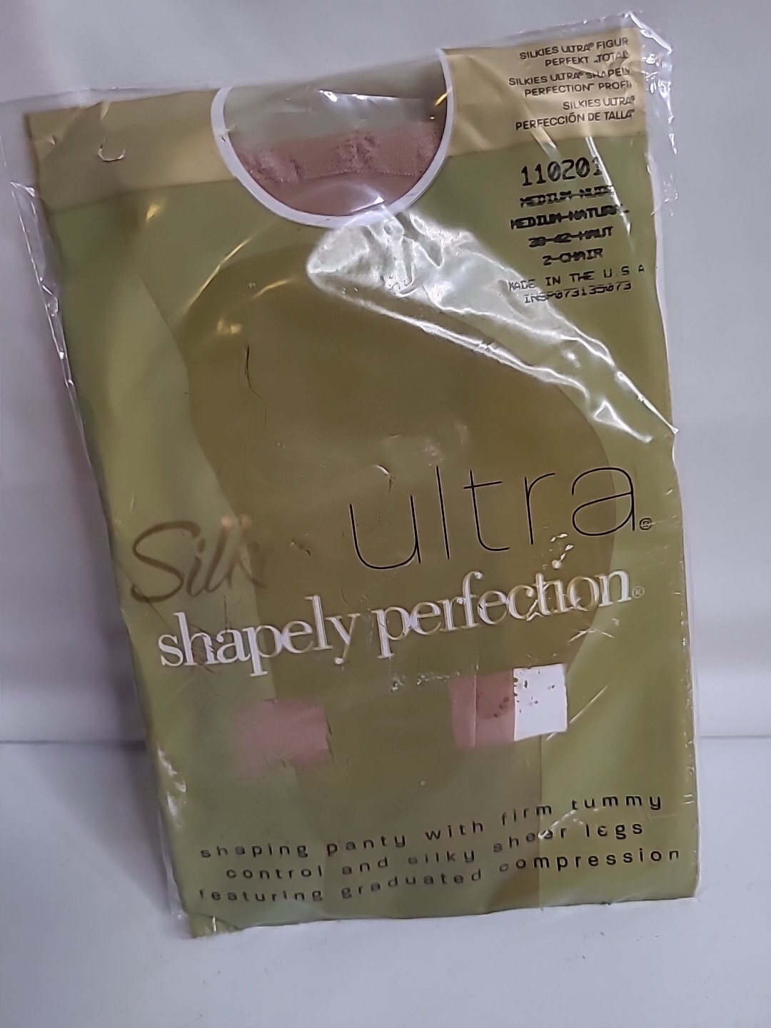 Vintage Silkies Ultra Shapely Perfection Pantyhose Nude 81% Nylon 19% Spandex