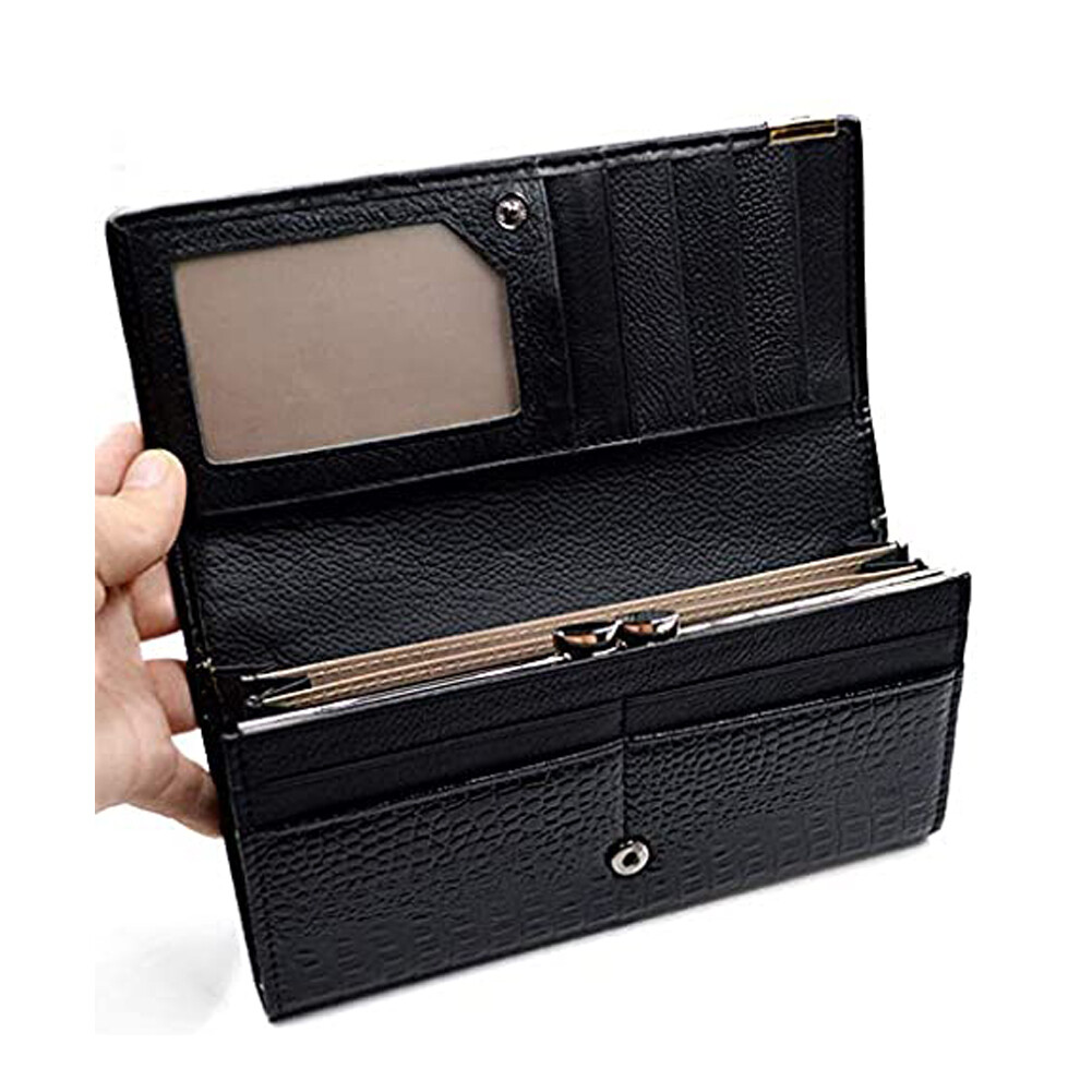 Women Long Crocodile Genuine Leather Clutch Wallet Card Holder Purse Handbag US