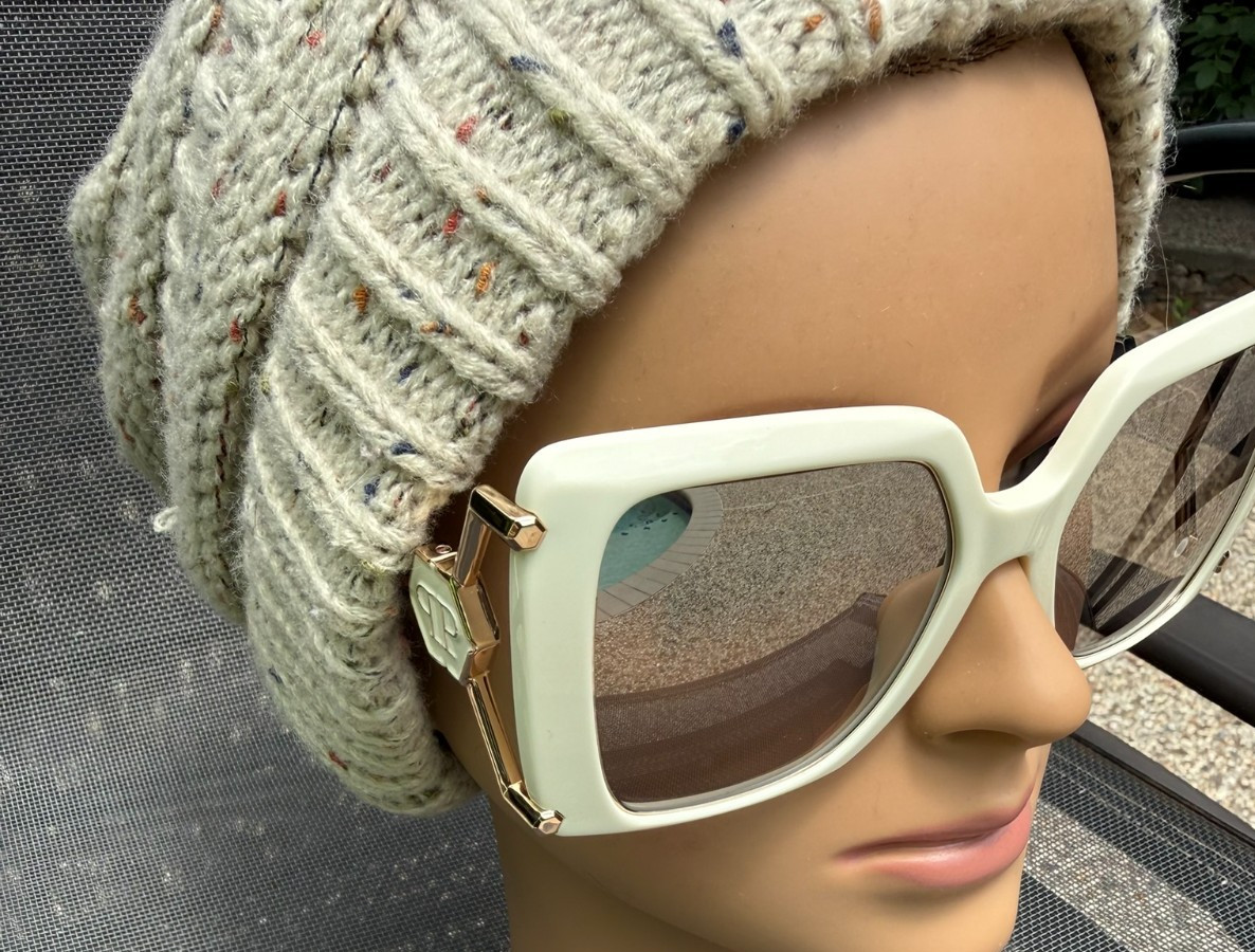 Philipp Plein SPP121S Plein Queen Sunglasses Cream White 3GFX 56-21-120 NIB