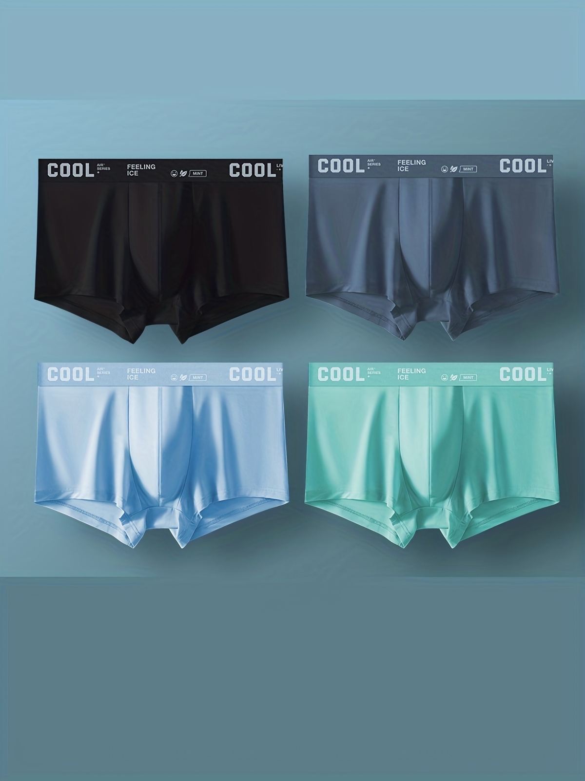 4pcs Men’s Ice Silk Cool Underwear, Sexy Ultra-thin Antibacterial Boxers Briefs