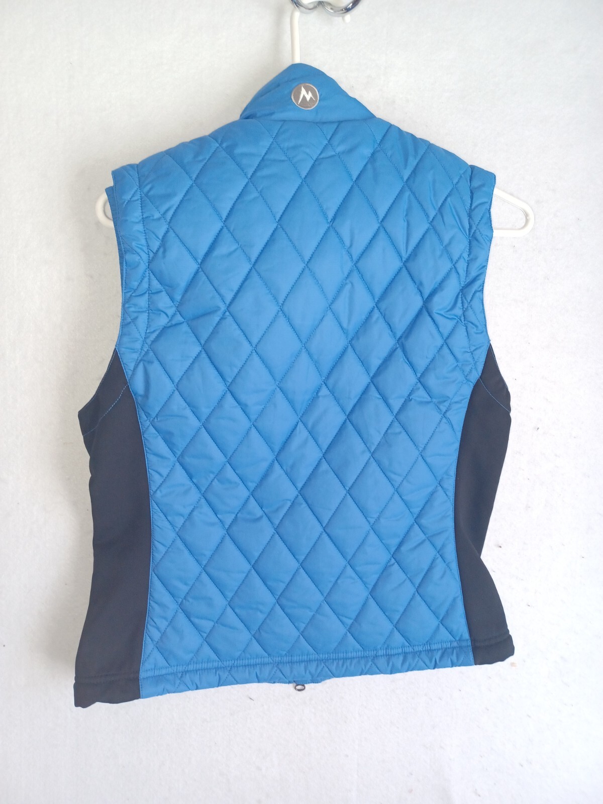 Marmot Womens Quilted Puffer Vest Small Blue Black Full Zip Pockets