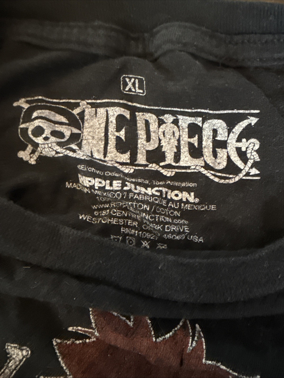 One Piece Luffy Size XL Mens Black 100% Cotton Ripple Junction T-Shirt