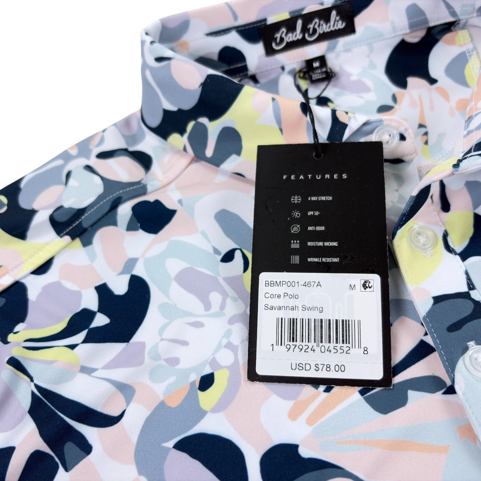 Bad Birdie Core Golf Polo Mens Size M, L, XL, 2XL SLIM FIT Savannah Swing NWT