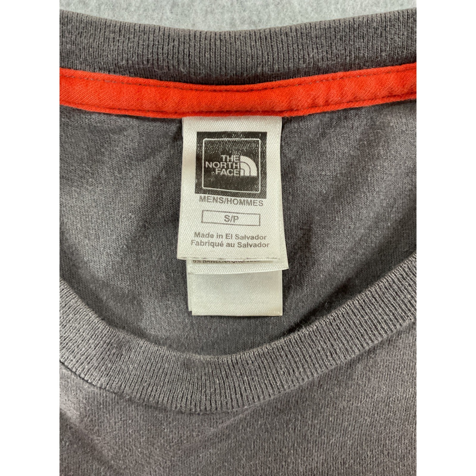 The North Face Mens Graphic Tee Charcoal Grey Orange Logo T-Shirt Small #853