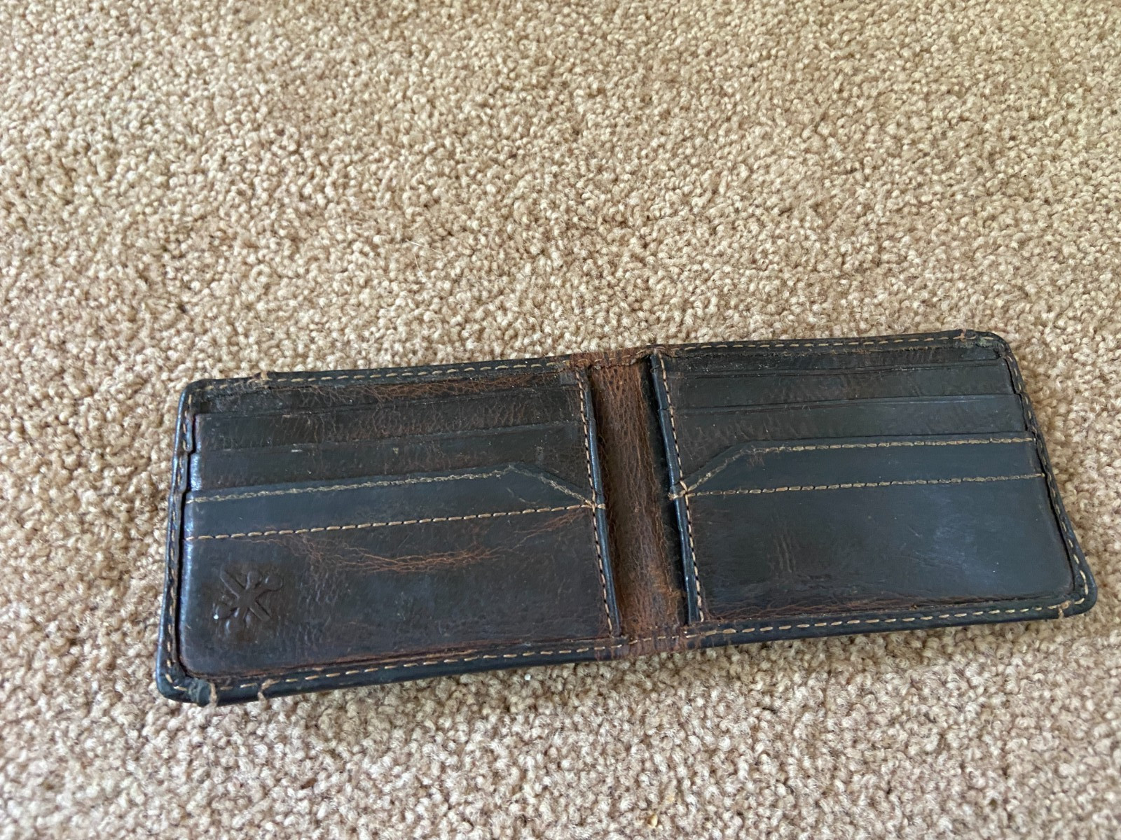 vintage mens leather bi fold wallet with back money clip