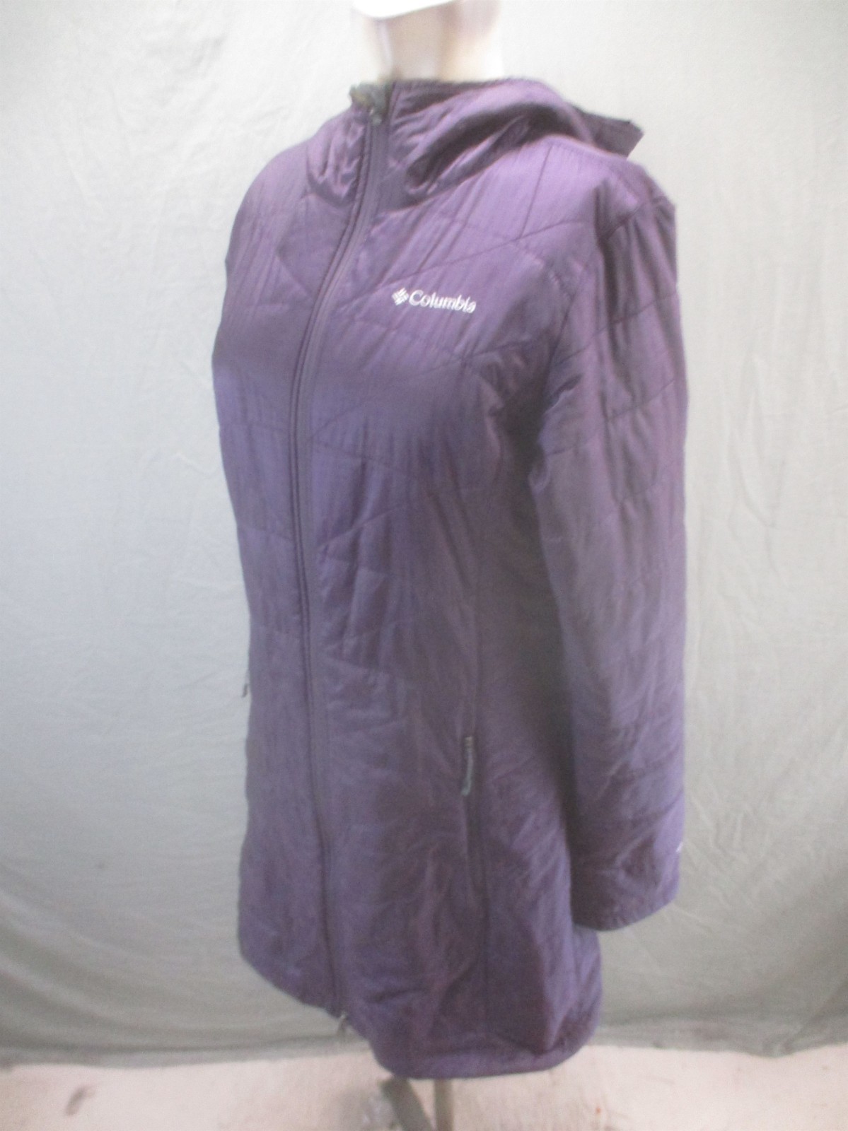 Columbia Size M Women Purple Insulated Pockets Hooded Full Zip Outdoor Parka 206