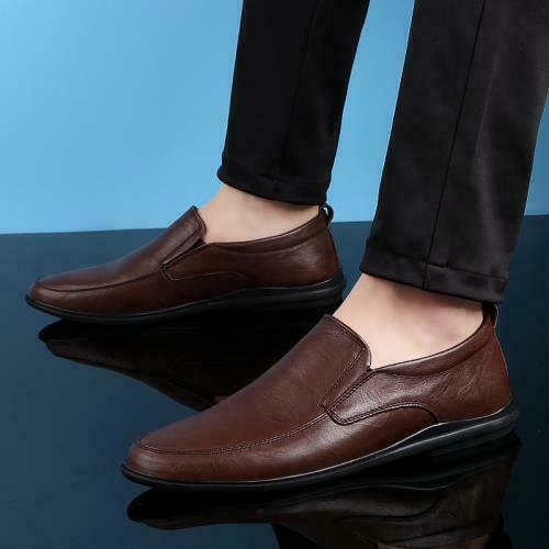 Men faux Leather Slip On Loafers Pointed Toe Business Casual Dress Walking Shoes