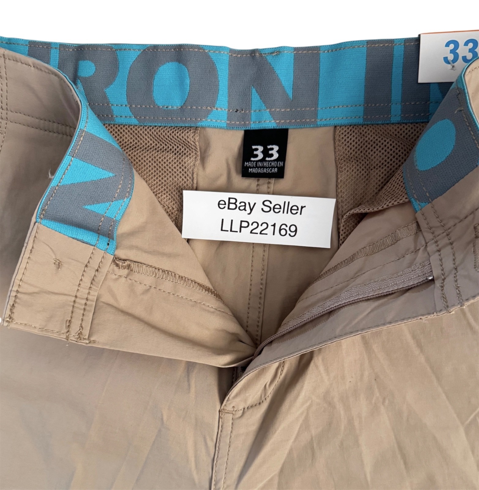 IRON CO Men’s Stretch Nylon Tech Fabric Shorts SIZE 33 Flex Waist SANDSTONE New!