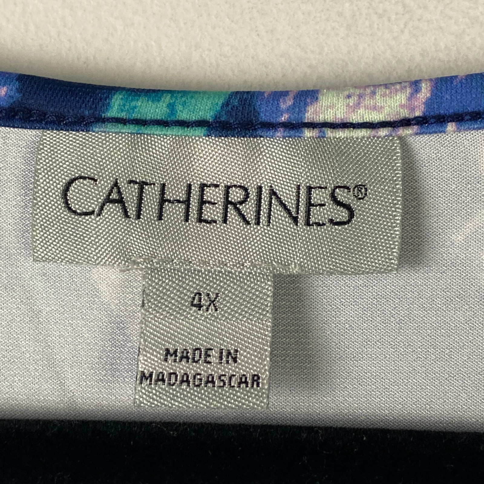 Catherines Dream Drape Bella Crochet Trim Top Size 4X Blue 3/4 Bell Sleeve