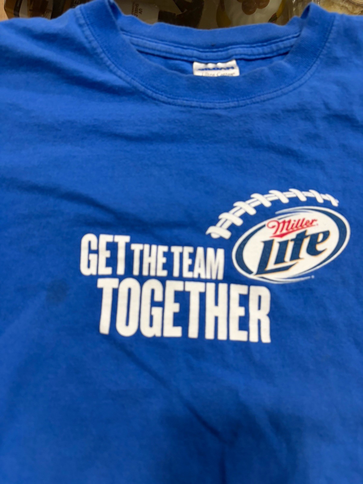 Gildan Ultra Cotton Men’s Blue Miller Lite “Get the Team Together” Tee XL