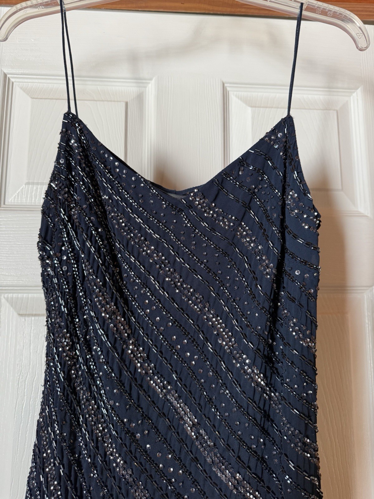 Adrianna Papell Women’s Sleeveless Beaded Navy Cocktail Dress NWT Size 12