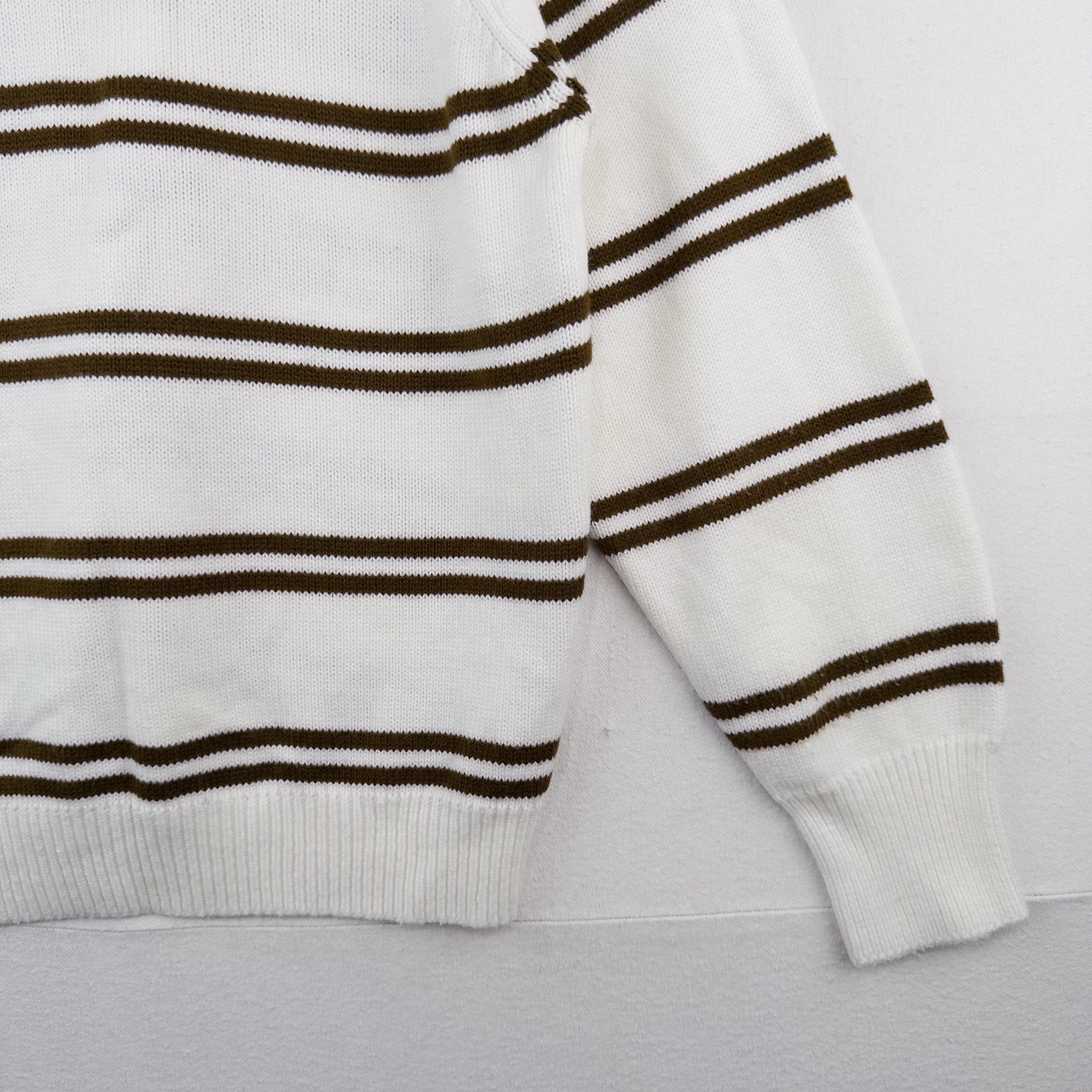 60’s Vtg Donegal Estate Mens L Orlon Acrylic Knit Polo Sweater Loop Collar Cream