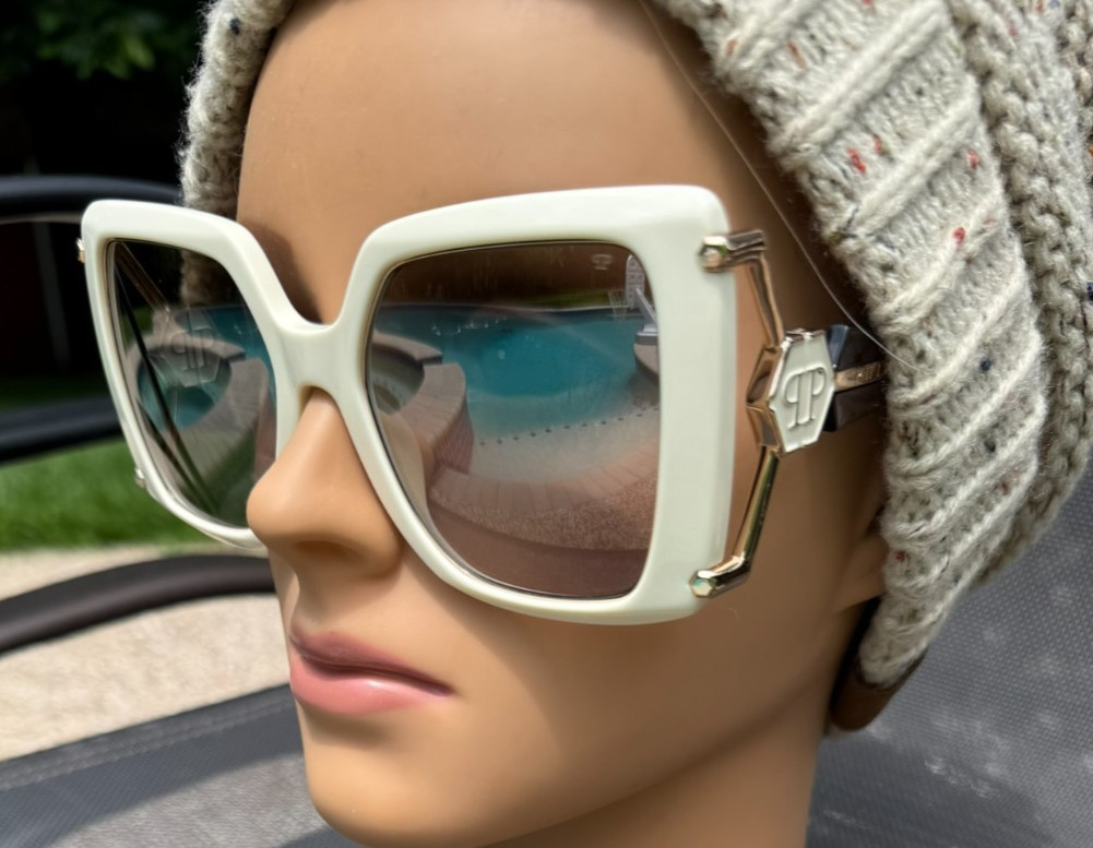 Philipp Plein SPP121S Plein Queen Sunglasses Cream White 3GFX 56-21-120 NIB