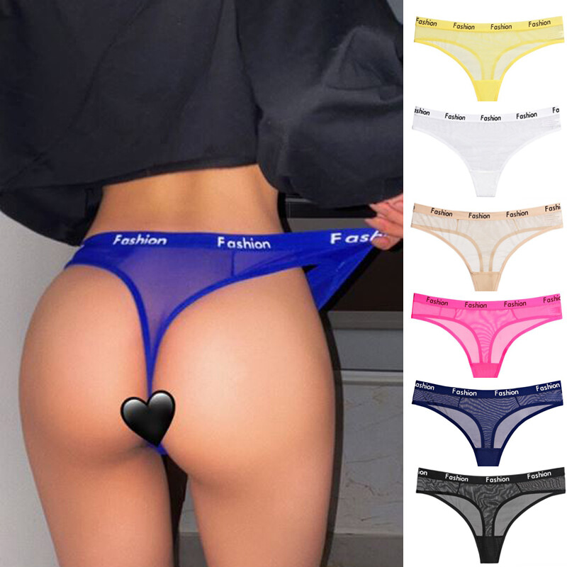 6 Packs Lot Womens Sexy Panties Thong G string High Cut Sheer Ladies Underwear