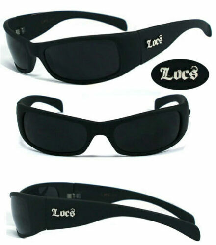 Locs Mens Gangster UV400 Sunglasses w/Free Pouch – Glossy Black / Black – LC02