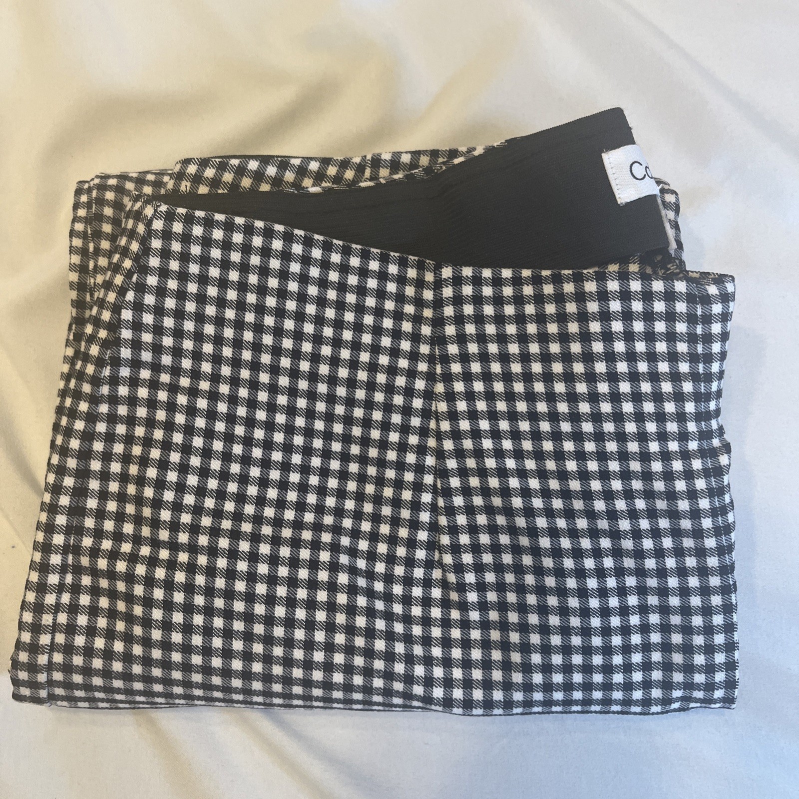 Calvin Klein Womens Pants Size 4 Black White Checker Stretch Career Slim Fit