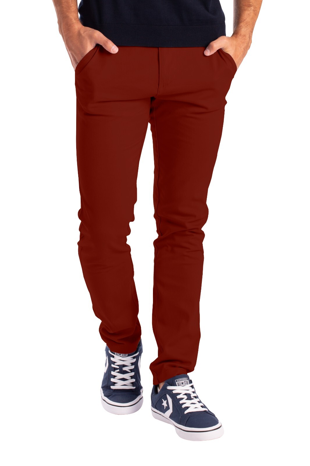 Mens Stretch Skinny Slim Fit Chino Pants Flat Front Casual Super Spandex Trouser