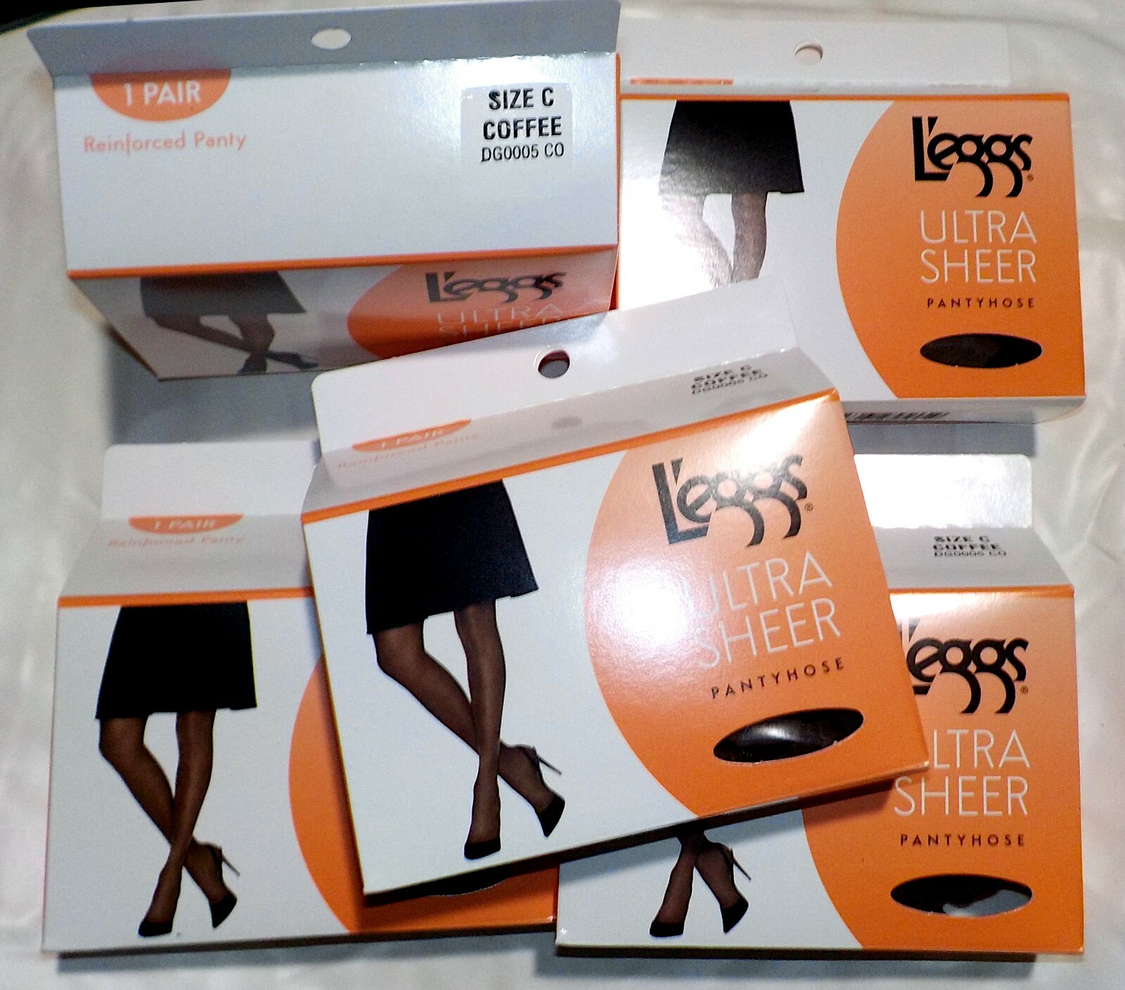 5-Pair New Hose Pantyhose, L’eggs Ultra Sheer Reinforced-Panty DG0005 Coffee C