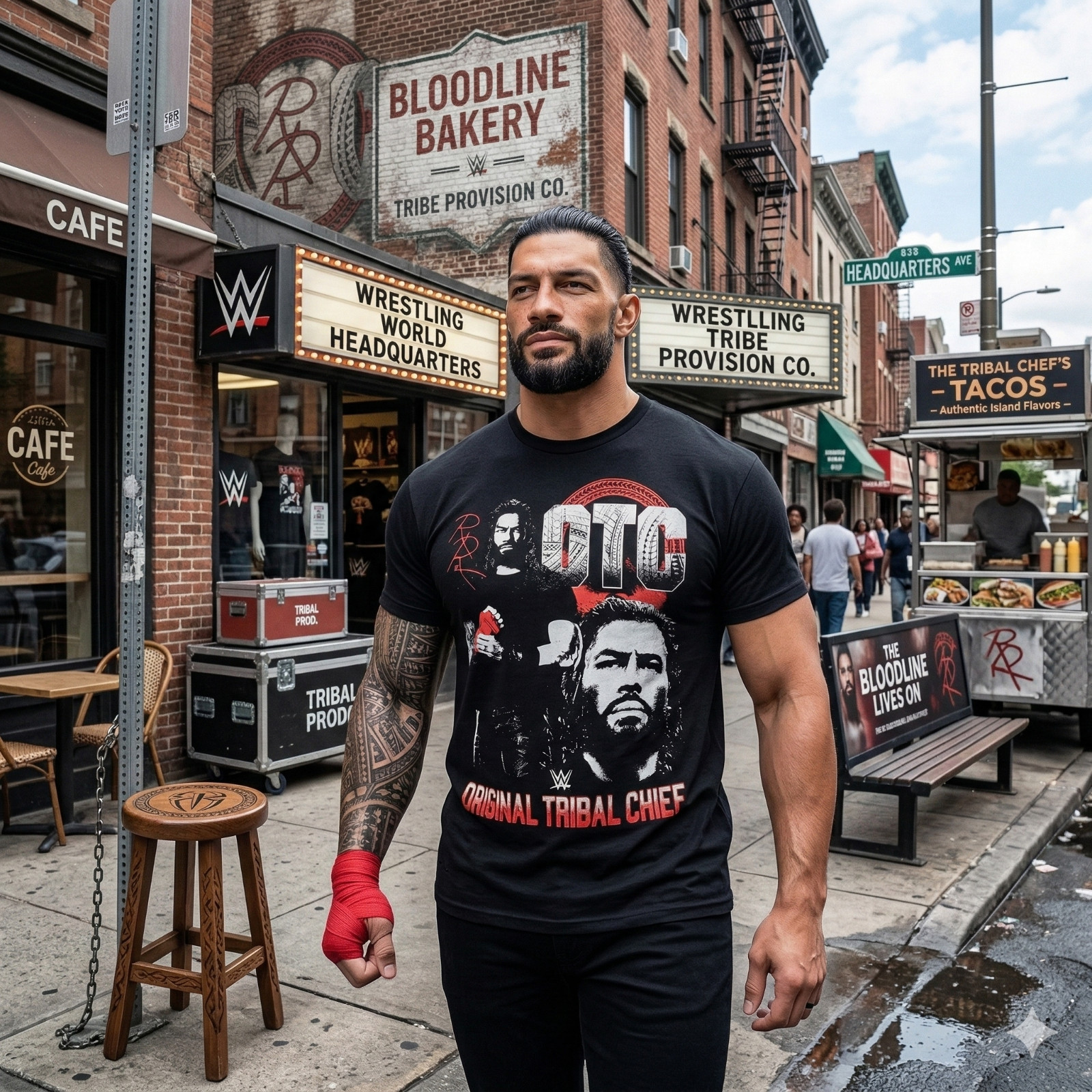 Roman Reigns OTC T-Shirt Original Tribal Chief WWE Black Cotton Tee Men All Size