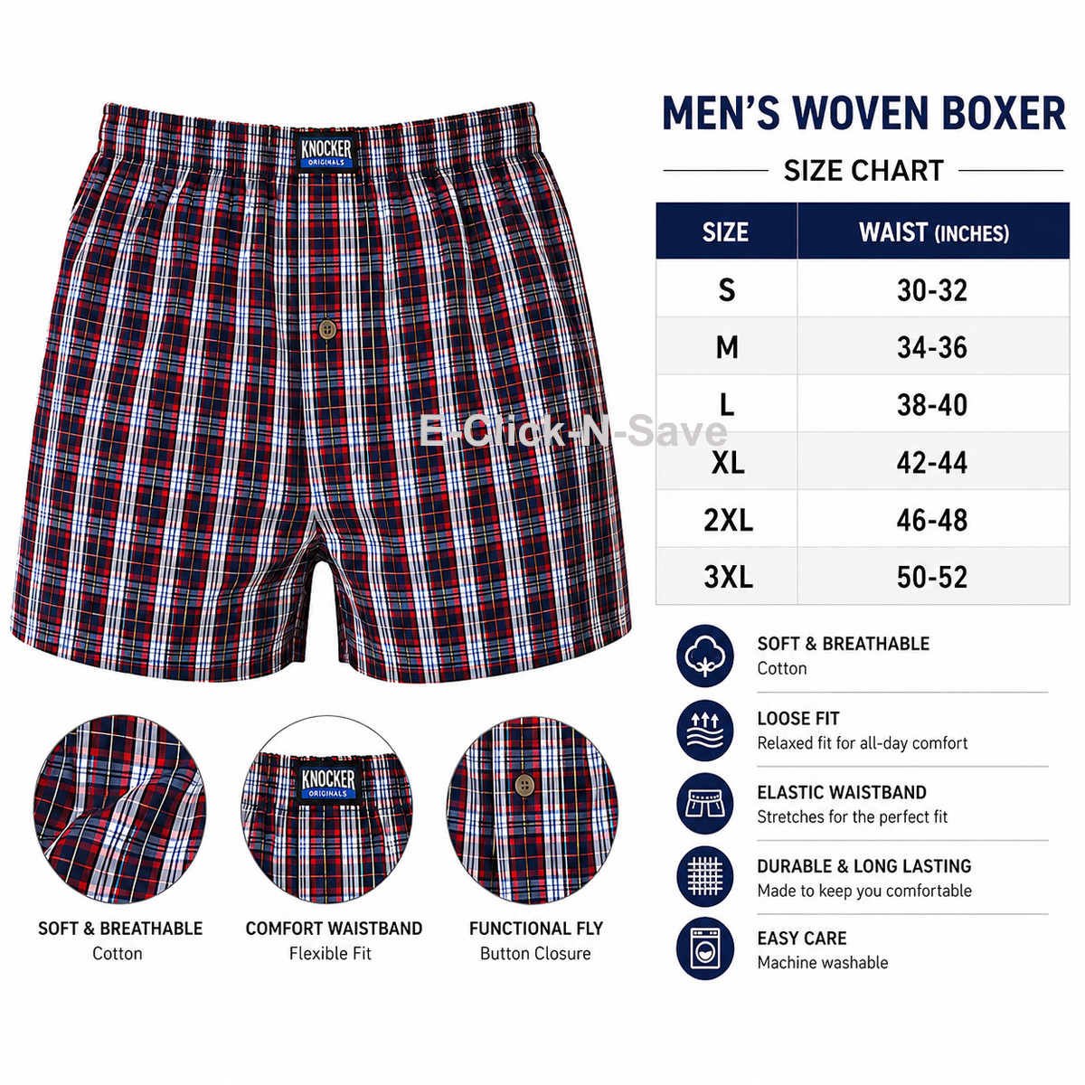 3 6 12 PACK Men Knocker Plaid Boxer Shorts Underwear Lot Trunk Boxer Brief S-3X