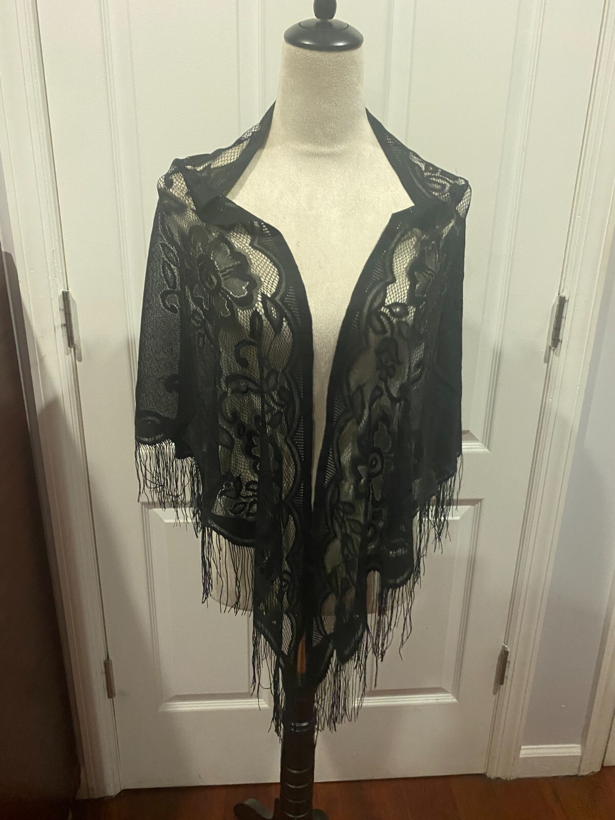 Black Sheer Triangle Scarf Shawl Wrap Lightweight 70.9×29.5inches
