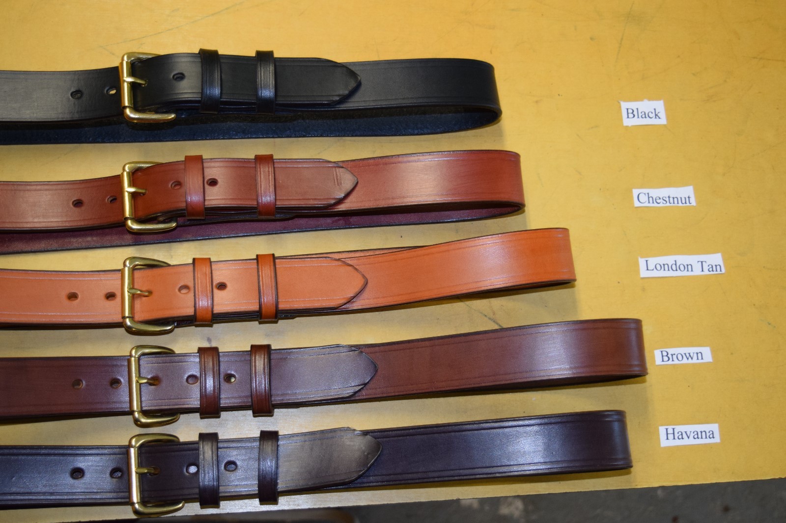 1″ wide, hand made solid leather belt. heavy duty