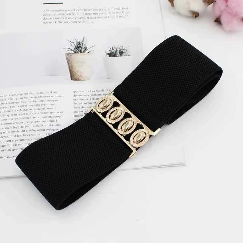 Womens Fashion Elastic Cinch Belt 3″ Wide Stretch Waist Band Clasp Buckle