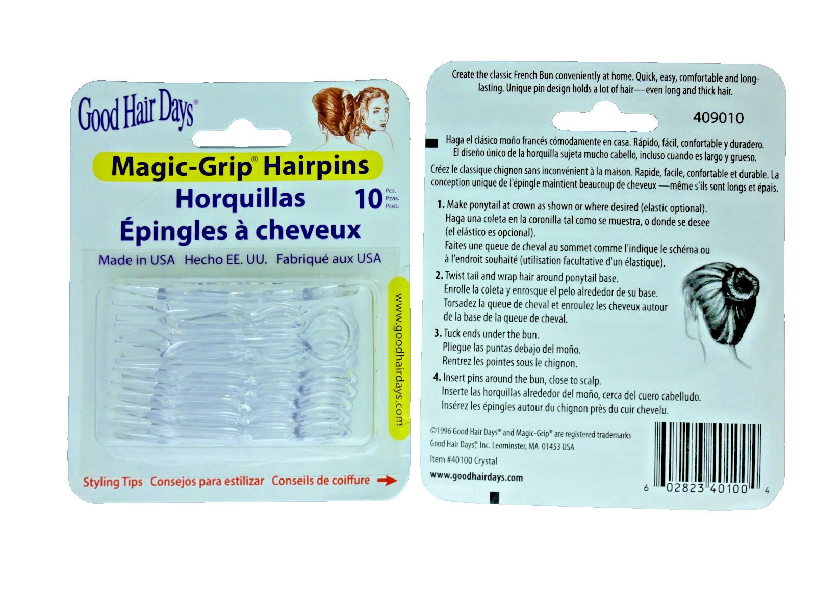 3 x Packs Magic Grip Hairpins 2 1/2″ Clear (30 Pcs) Good Hair Days