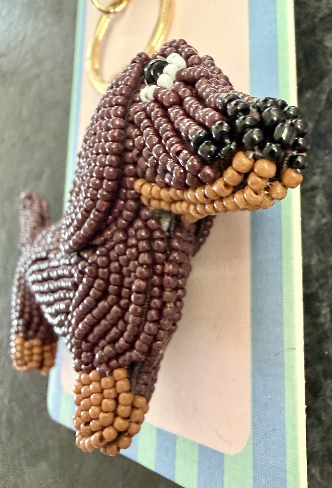 Piper K Beaded Dachshund Dog Bag Charm or Keychain NWT