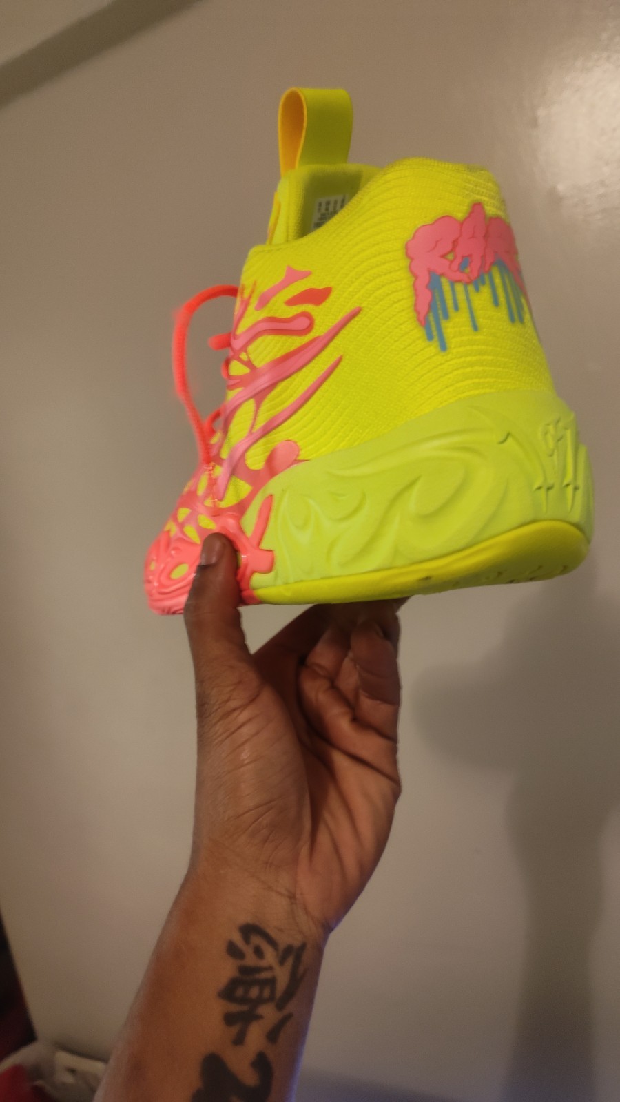 PUMA MB 04 Men’s Mid Top Athletic Sneaker Lace Up Pink/Yellow Rubber