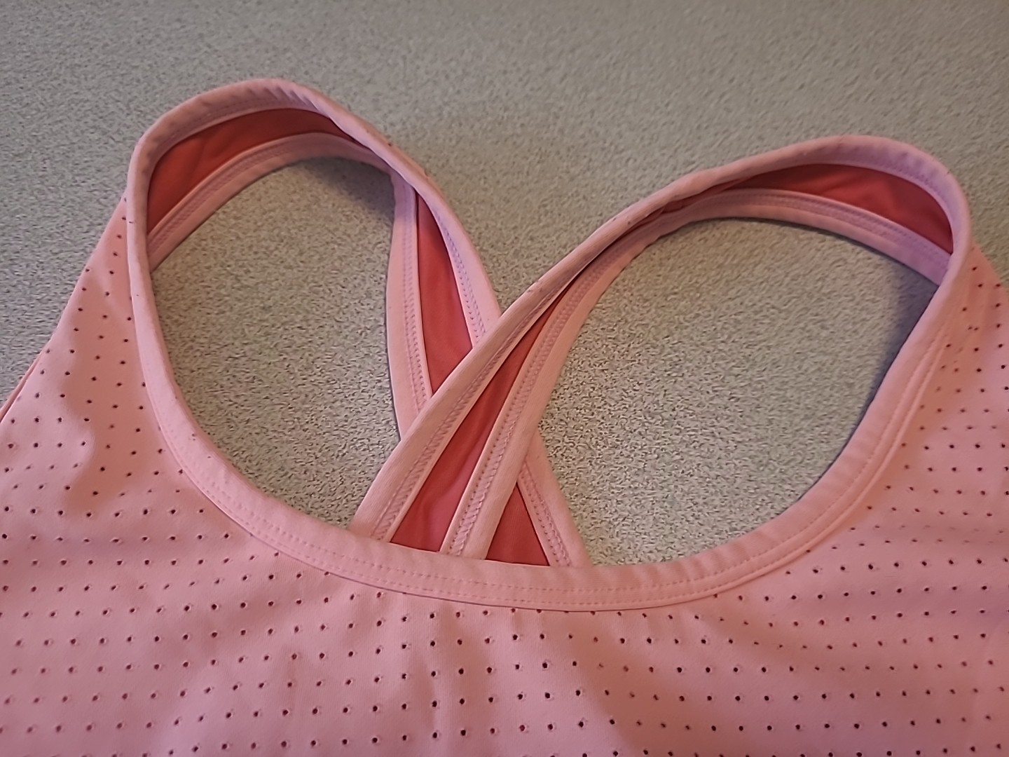 Avia Sports Bra Large 12-14 Pink Red Racerback Lined Wireless Unpadded