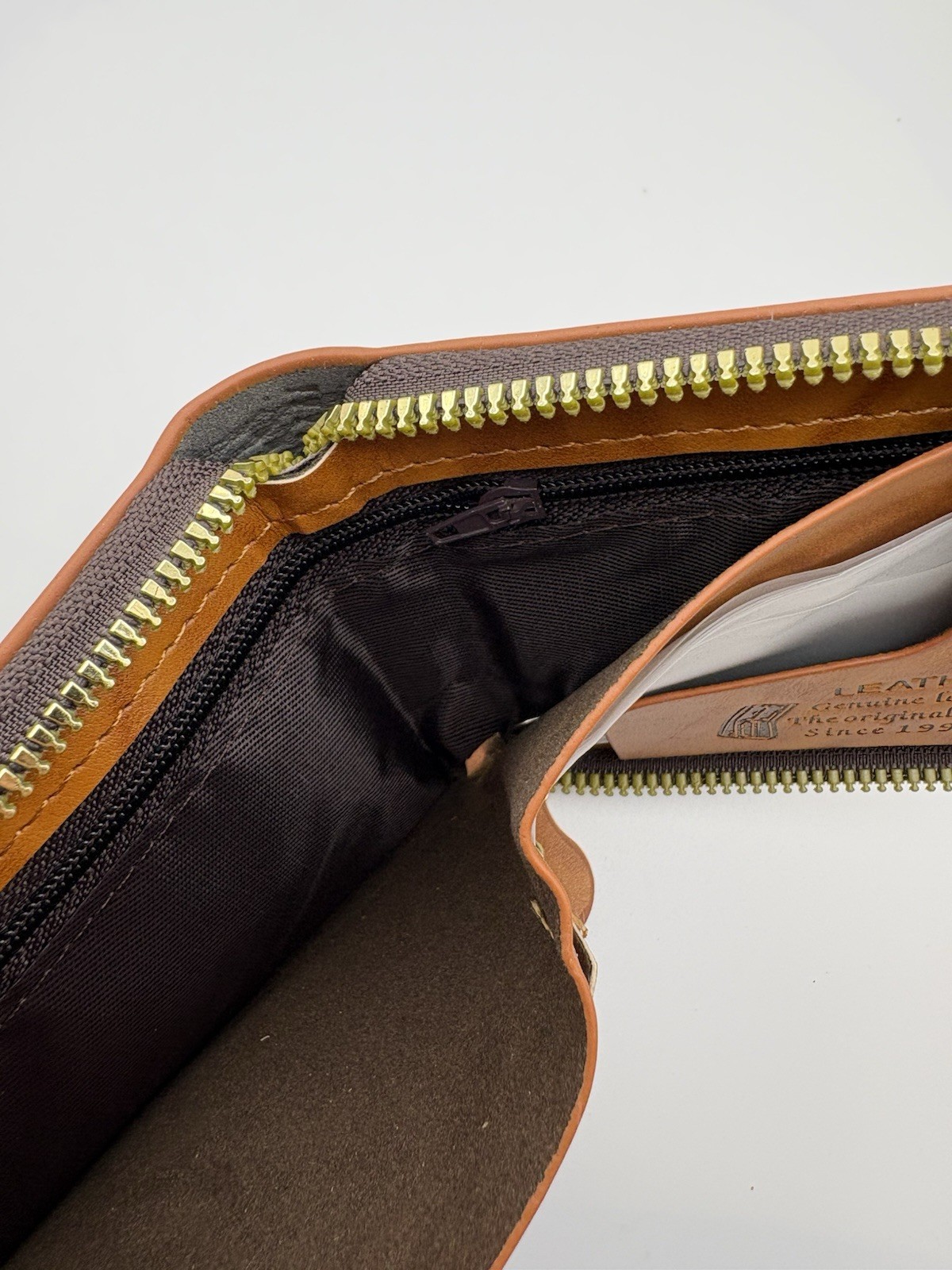 Vintage Novelty $100 Bill Leather Zip-Around Bifold Wallet