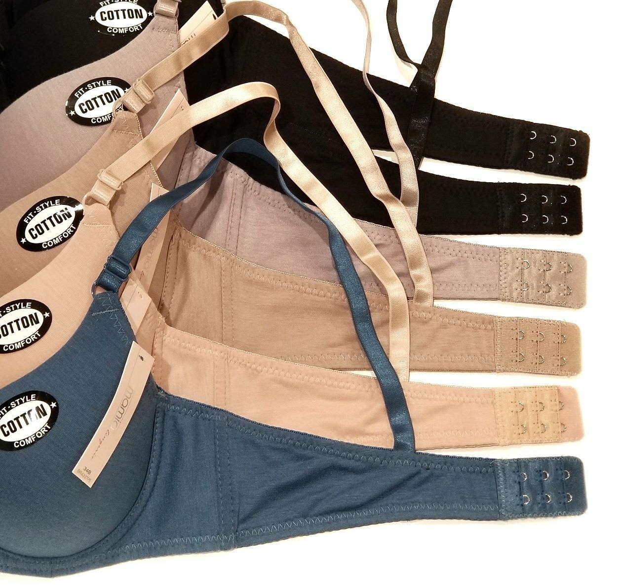 6 Pack Women Full Coverage Solid Comfort Cotton Underwire T-Shirt Bra A B C Cup