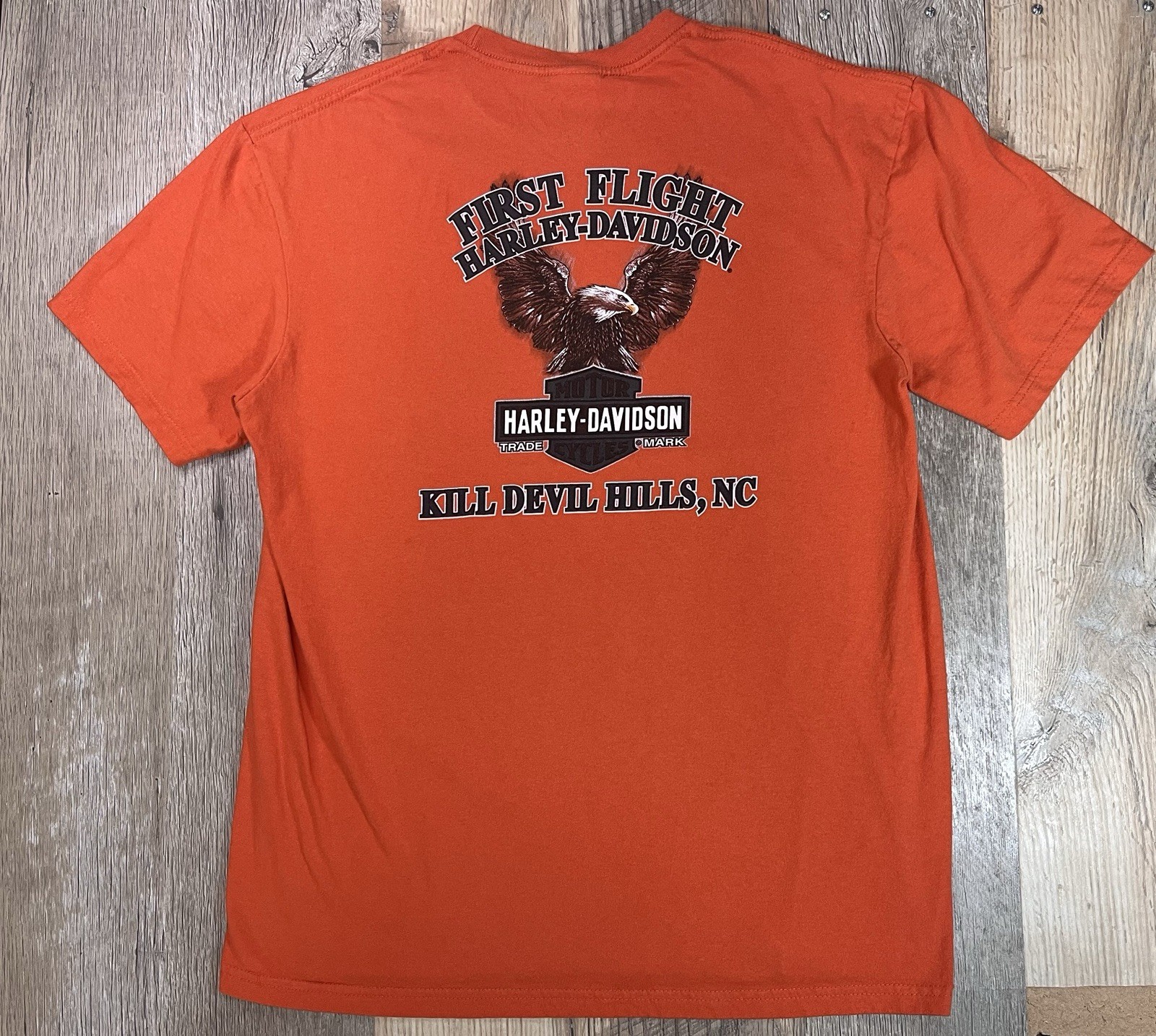 HARLEY-DAVIDSON Kill Devil Hills NC Orange Short-Sleeve T-Shirt Men’s Large