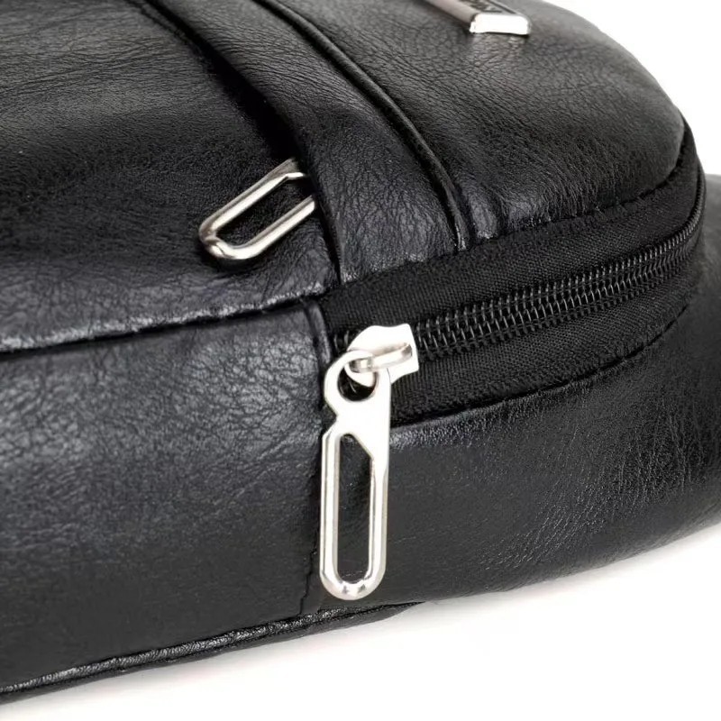 Men’s PU Leather Sling Bag Crossbody Chest Pack Travel Shoulder Messenger Bag