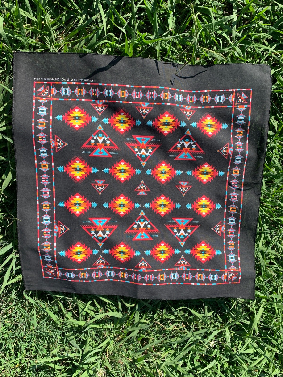 Apache Bandanna Approx 22″x22″ 100% Cotton USA made Bikers to Hikers Crafts Fun