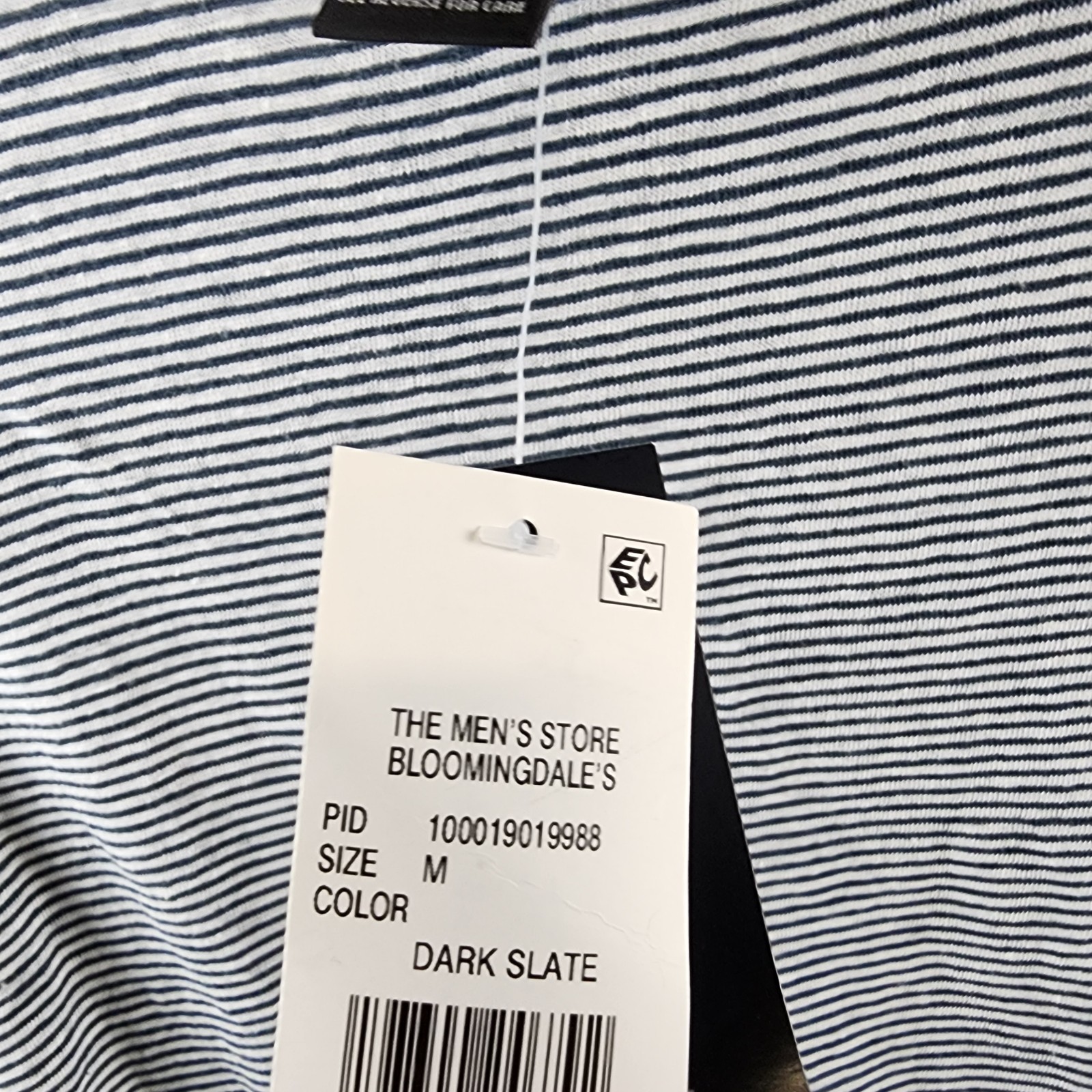 The Men’s Store at Bloomingdale’s Striped Linen Tee Men’s Size Medium Dark Slate
