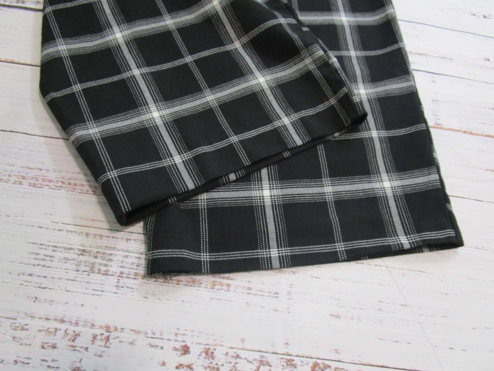 Garage Black White Plaid Checkered Wide Leg Pleated Casual Work Pants Womens XS
