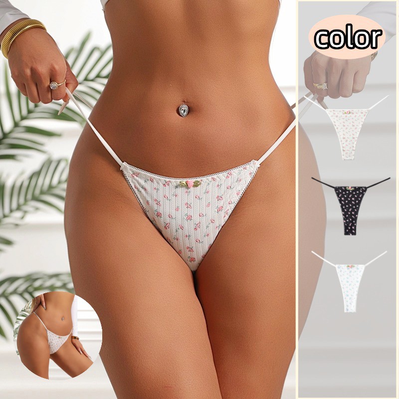 3 Pack Lot Sexy Womens Floral G string Thong Panties Underwear Lingeries Briefs