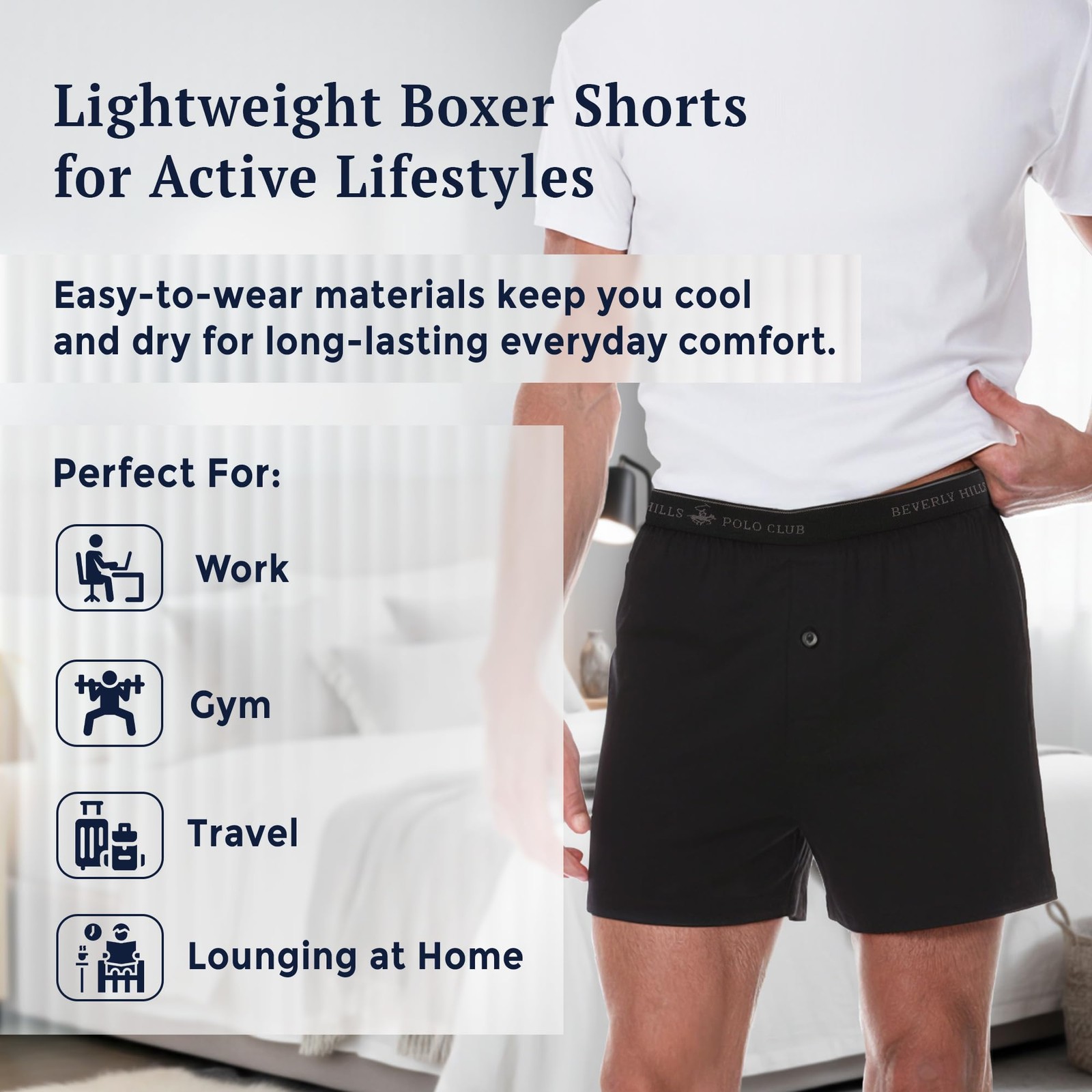Beverly Hills Polo Club Men’s 4 Pack Knit Boxer Shorts
