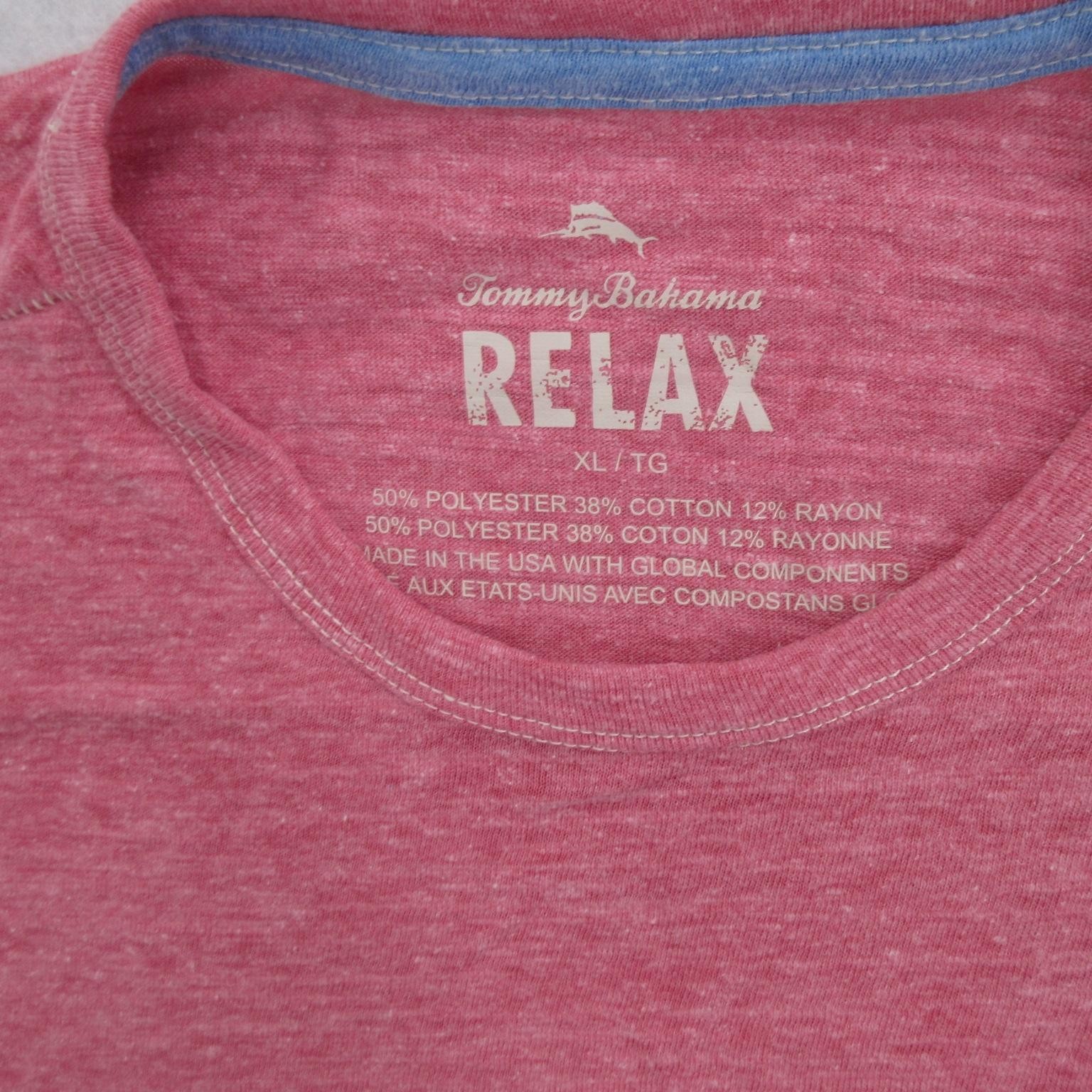 Tommy Bahama Shirt Mens XL Red Relax Crew Neck Cotton Blend Tee New DEFECT