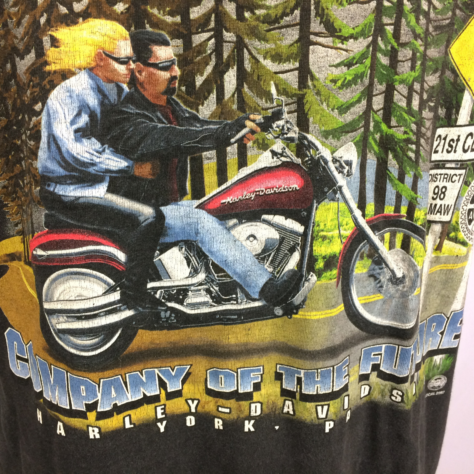 Vintage 80s 90s Harley Davidson Motorcycle Distressed Union Labor Pocket T Shirt