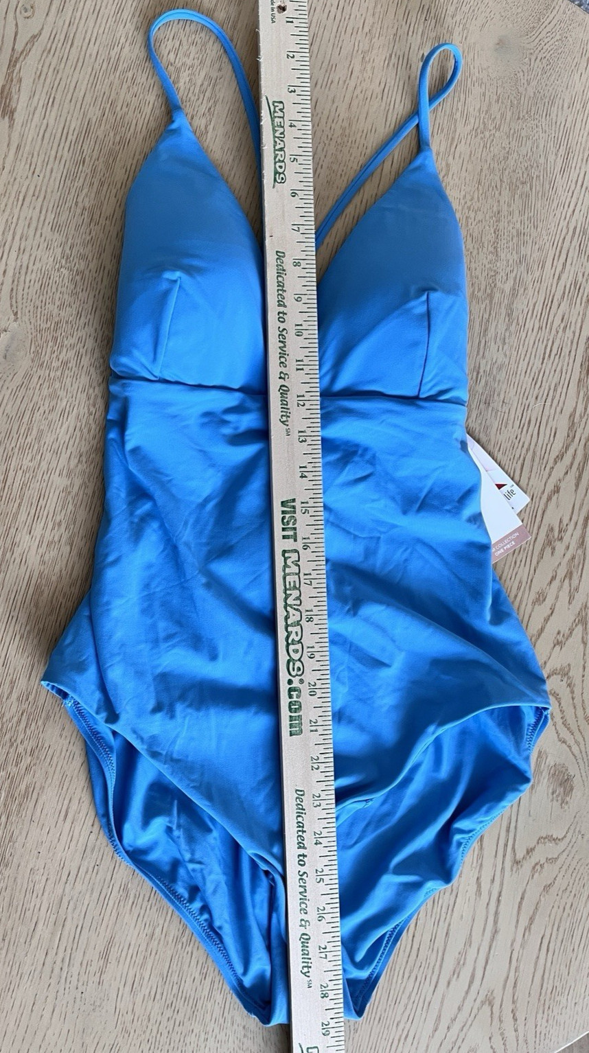 Calia swimsuit Womens size 14 One Piece scrappy back tranquil blue New!
