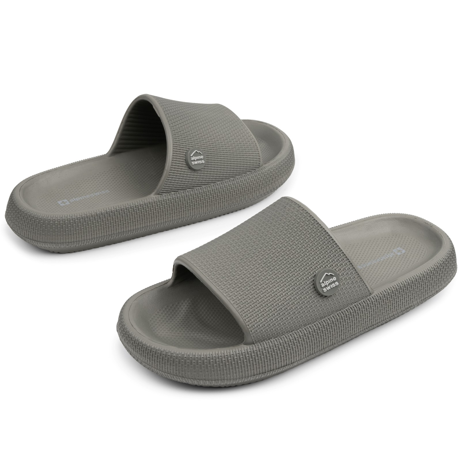 Alpine Swiss Omar Mens Slides Pillow Slippers Ultra Cushioned Cloud Slide Sandal